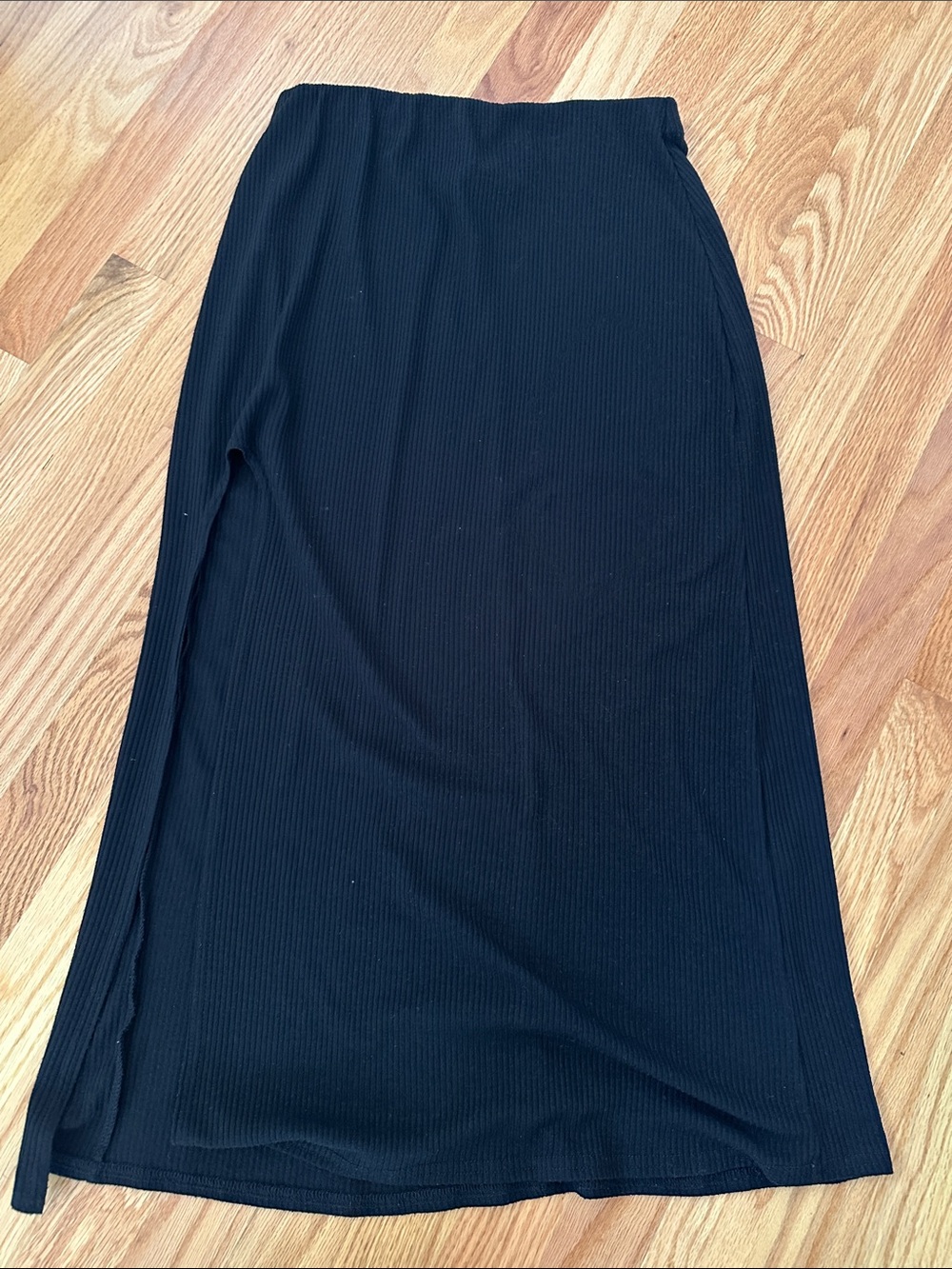 ASOS Midi Ribbed Skirt with Side Slit